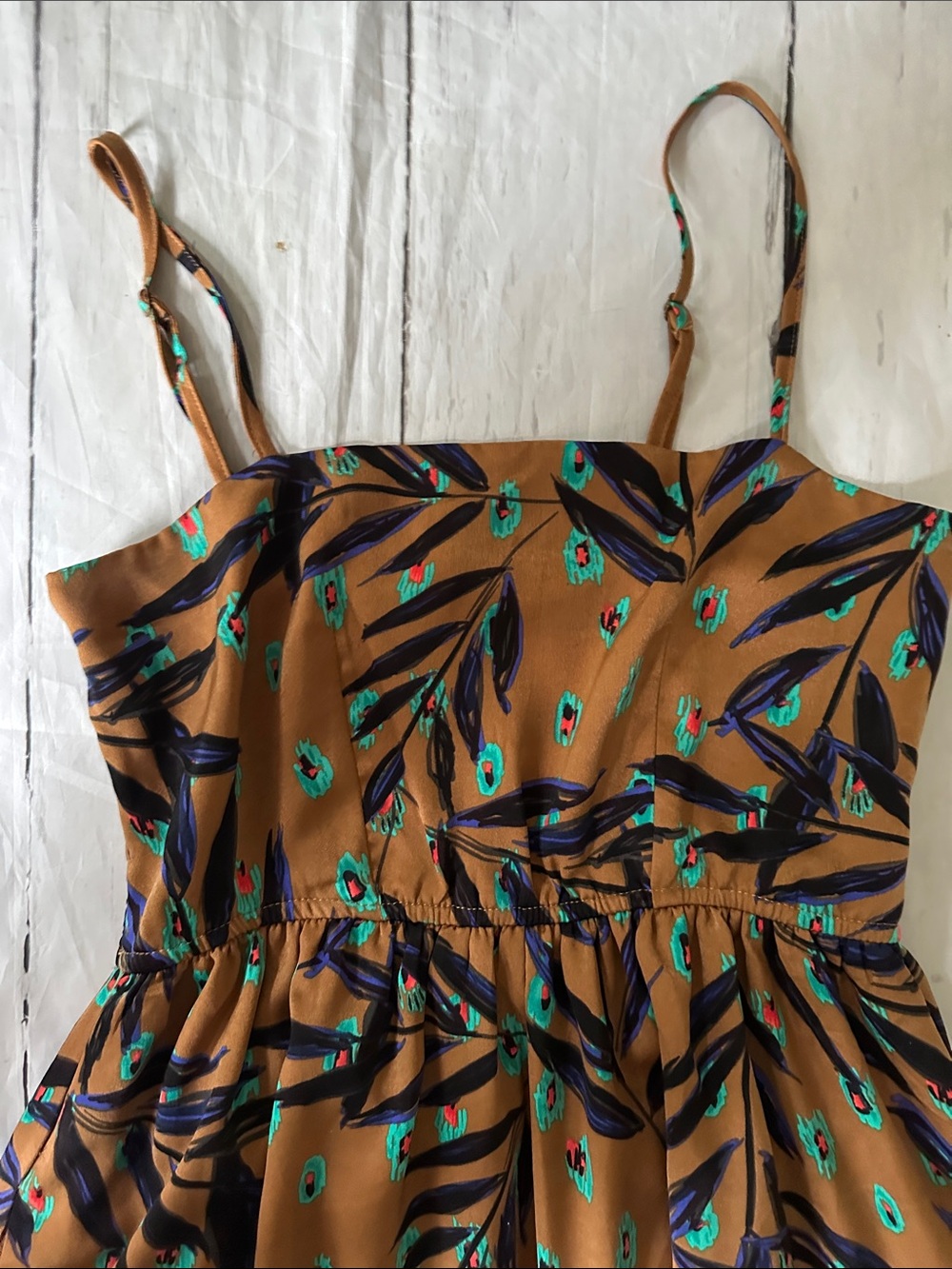 THML Brown Floral Print Spaghetti Strap Midi Dress medium - Picture 4 of 13